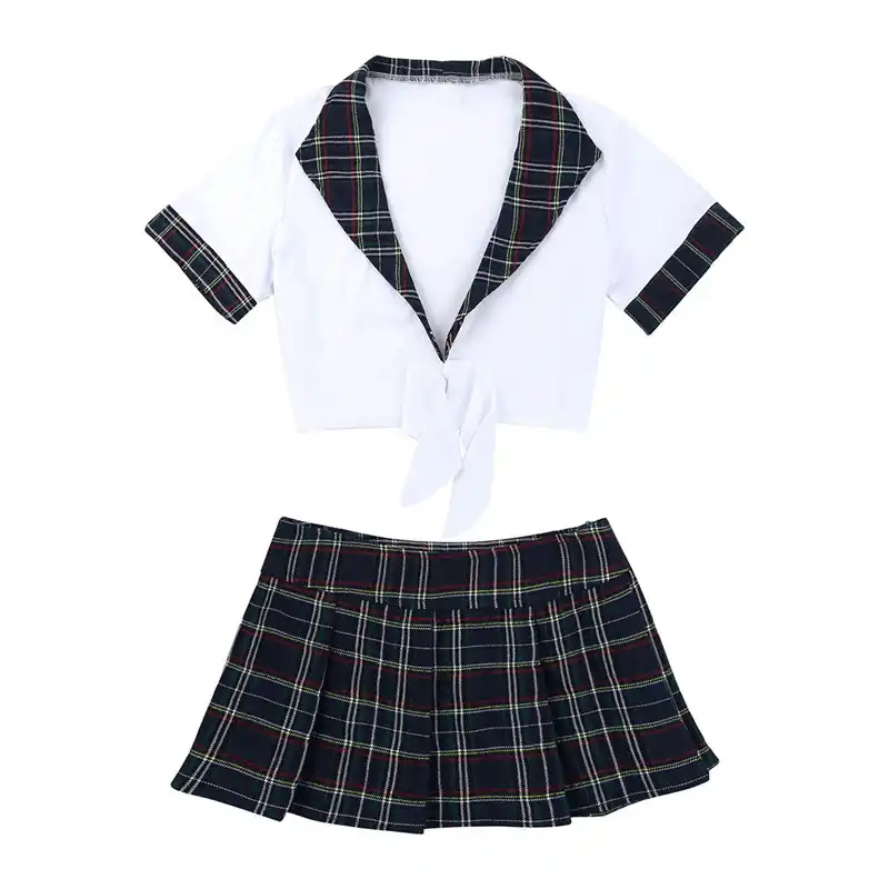 Tiny Japanese Schoolgirl - TiaoBug Women Sexy Japanese School Girl Uniform Cosplay Crop Top with Mini  Plaid Skirt Women Naughty Role Play Hot Fancy Costume