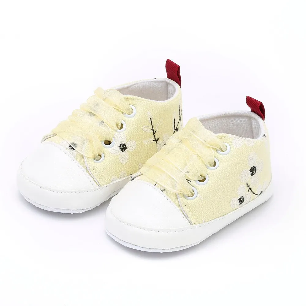 Newborn Toddler Baby Girls Boys Casual Shoes Baby Plum Embroidery Print Toddler Solid Cotton Fabric Shoes Zapatos De Bebe