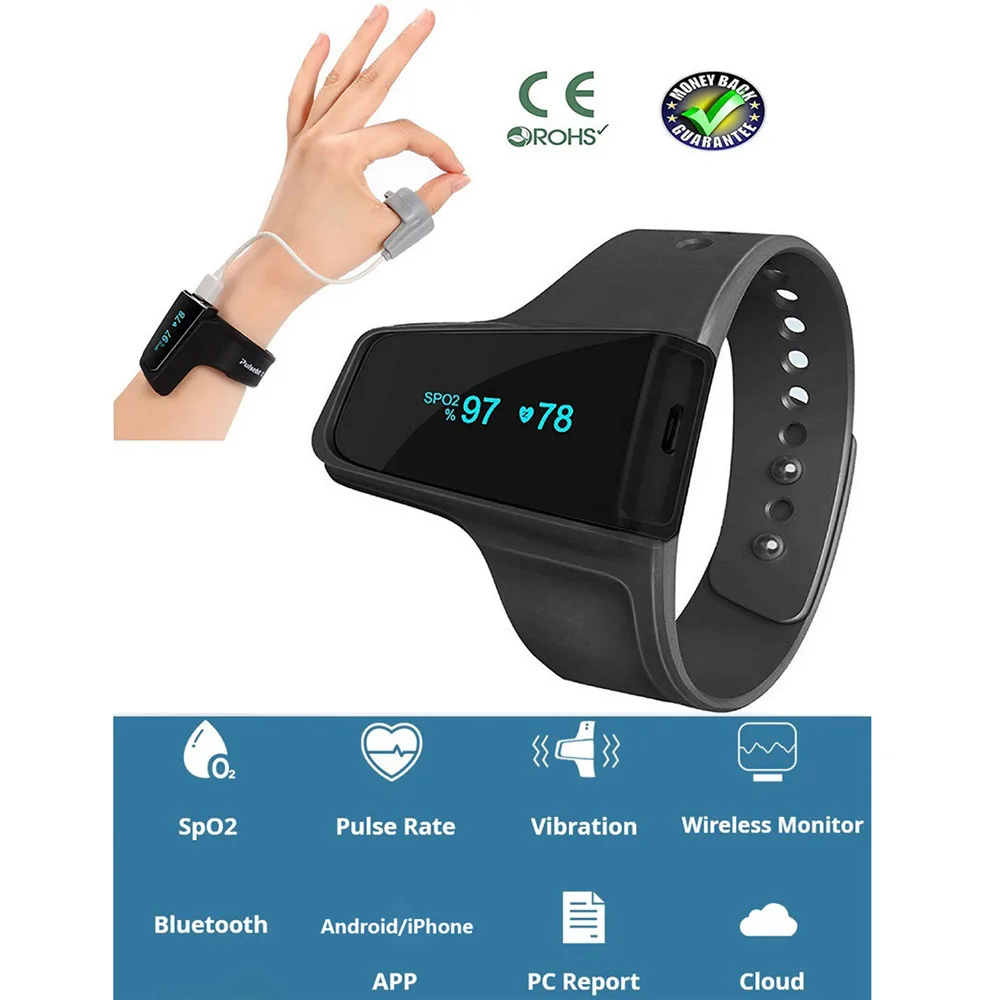 Анти Храп апноэ сна монитор сердечного ритма часы SpO2 Пульсоксиметр сна кислорода беспроводной Bluetooth сигнализация для CPAP машины