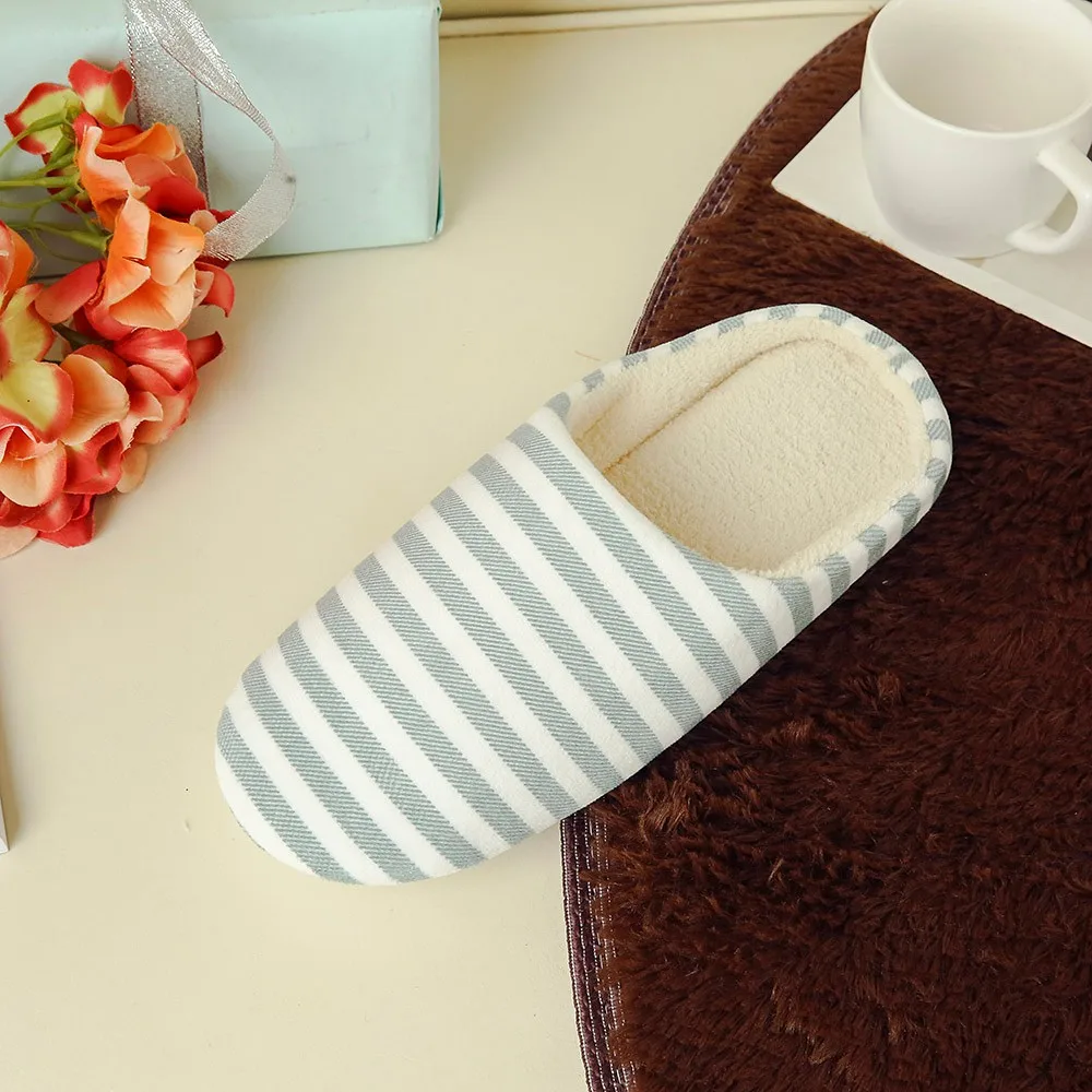 Sleeper#501 NEW Women Men Warm Striped Slipper Indoors Anti-slip Winter House Shoes casual home ladies hot Free Shipping