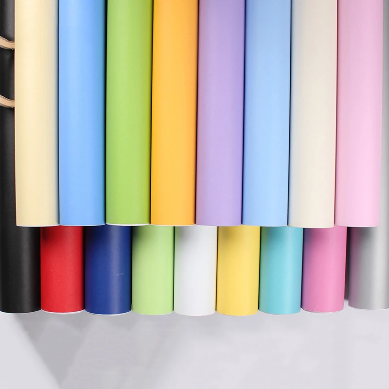 

50M Self Adhesive Solid Wall Paper Furniture Wall Stickers Bedroom Living Room Background Kitchen Cabinet Waterproof Wallpaper