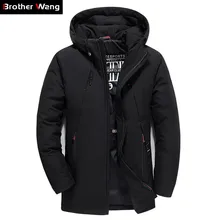 Новинка зимы Для мужчин пуховик с подкладкой для Костюмы модные Повседневное высокое качество с капюшоном Парка на Утином пуху, пальто мужской брендовая одежда