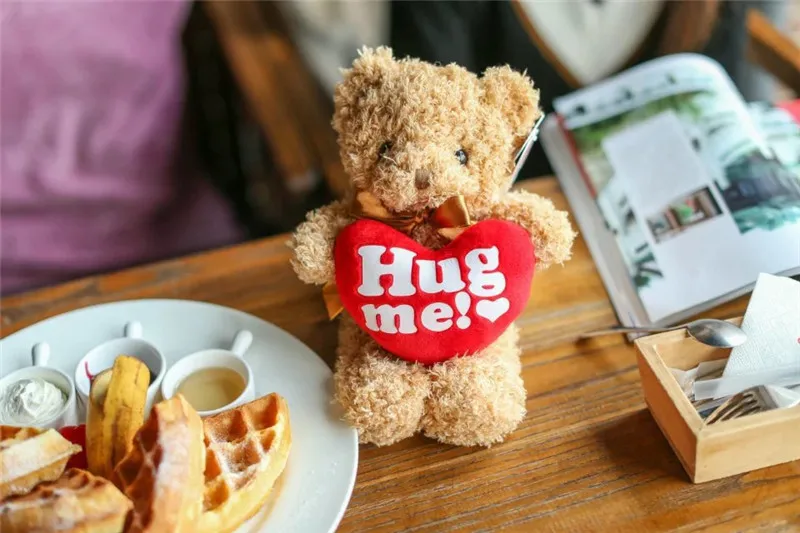 Hug Me Teddy Bear Plush Toys Holding Love Heart Ted Bear Soft Stuffed Dolls Valentine Day Kids Girls' Friends Birthday Christmas Gift  (10)
