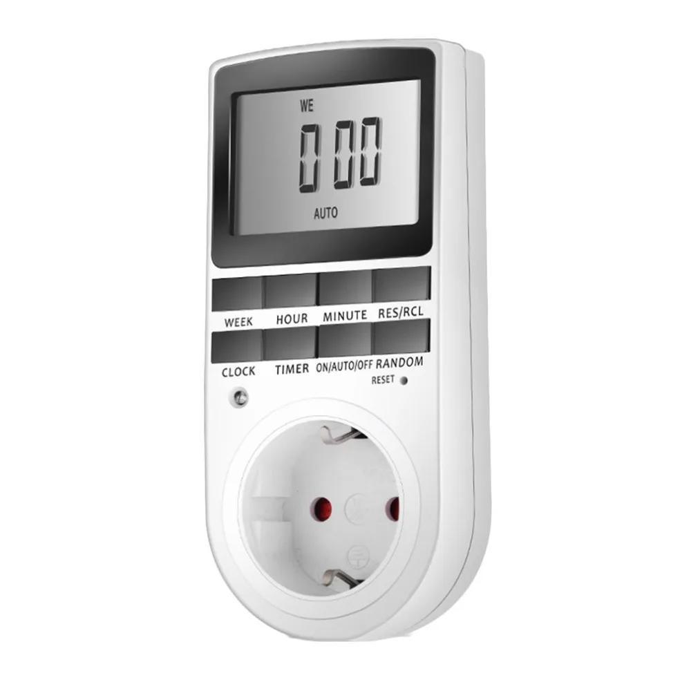 

KWE-TM02 Electronic Digital Timer Switch Plug Kitchen Timer Outlet 230V 50HZ 7 Day 12/24 Hour Programmable Timing Socket