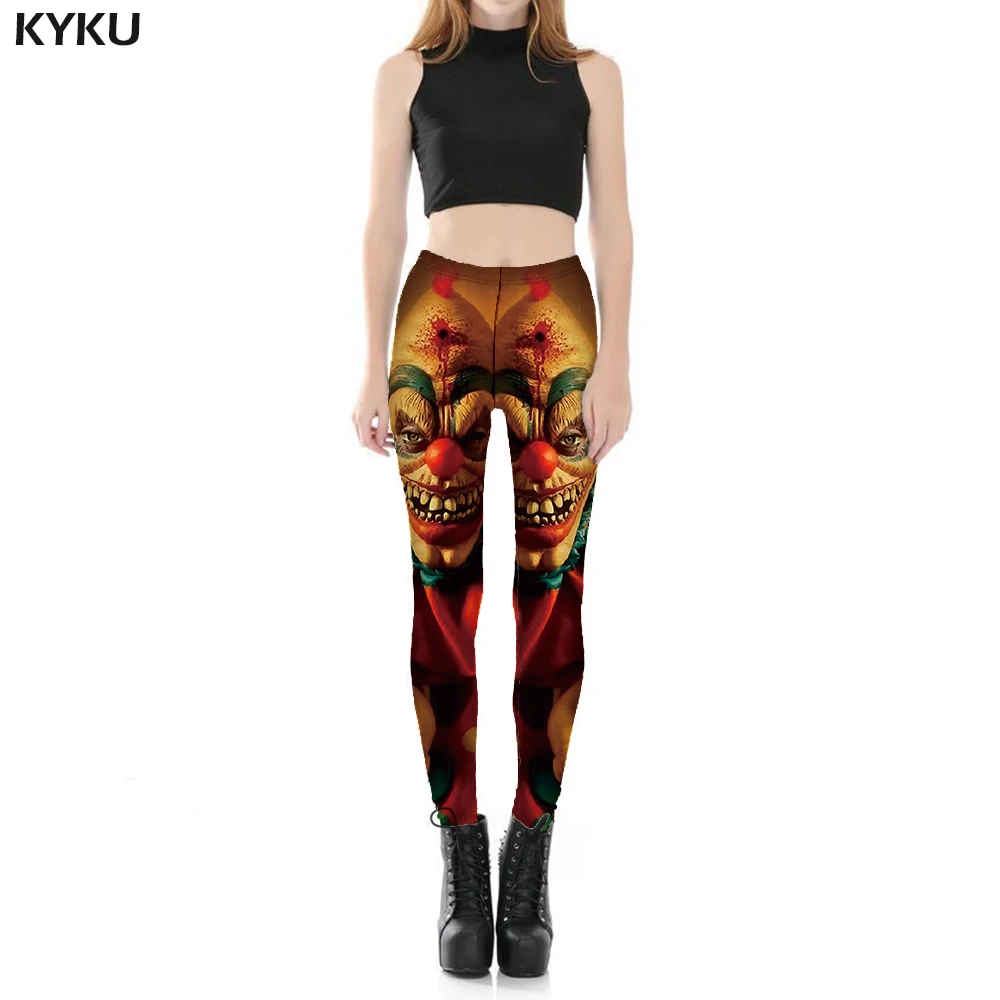 

KYKU Clown Leggings Women Graffiti Sexy Colorful Ladies Rock Elastic Gothic 3d Print Womens Leggings Pants Jeggings Jeggins