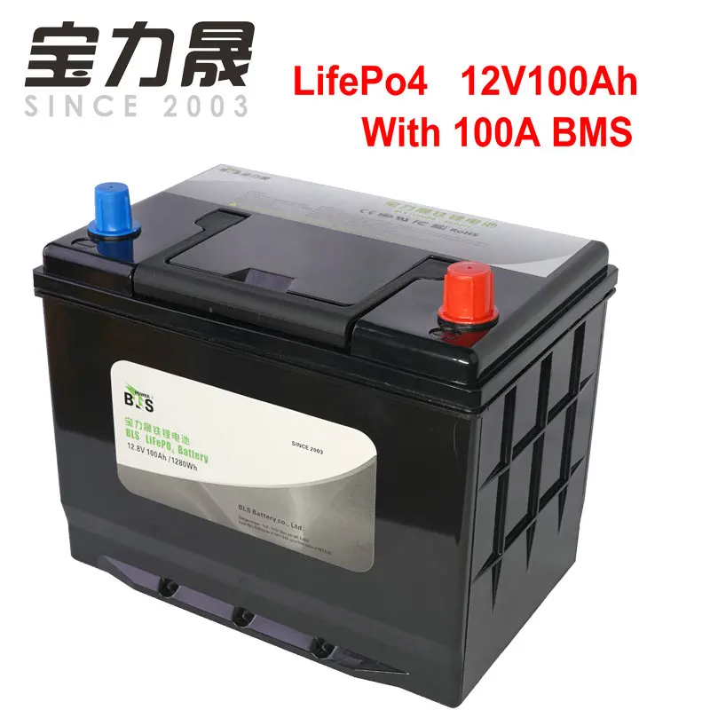 

12V100AH LiFePo4 12.8V100ah Lithium Iron Phosphate Battery with 4S 100A BMS for Fishing Boat RV Yacht Party Power Solar UPS