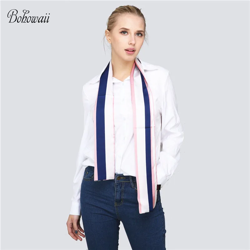 BOHOWAII Модный классический полосатый Женский фуляр 150x15 см Женская бандана Bufanda