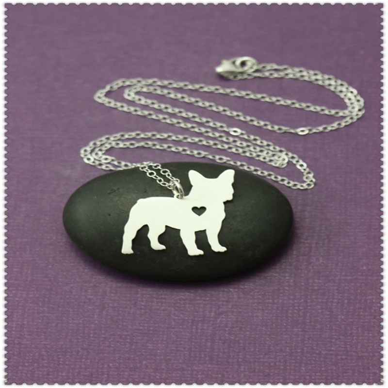 

Hippie Chic French Bulldog Necklace Matte Silver Dog Necklace Women Christmas Gift Best Friend chokers Chain Jewelry Collier