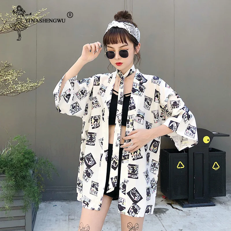 

Chiffon Sunscreen Tops Beach Travel Thin Holiday Kimonos Asia Japanese Oriental Kimono Cardigan Yukata Pajamas for Woman Coat