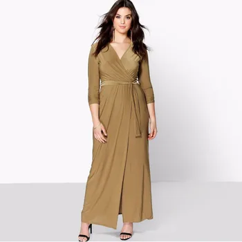 

Nice Spring Autunm Plus Size Dresses For Women 6xl 7xl 6xl Front Split Long Sleeve Maxi Dress Women Clothing Of Large Sizes