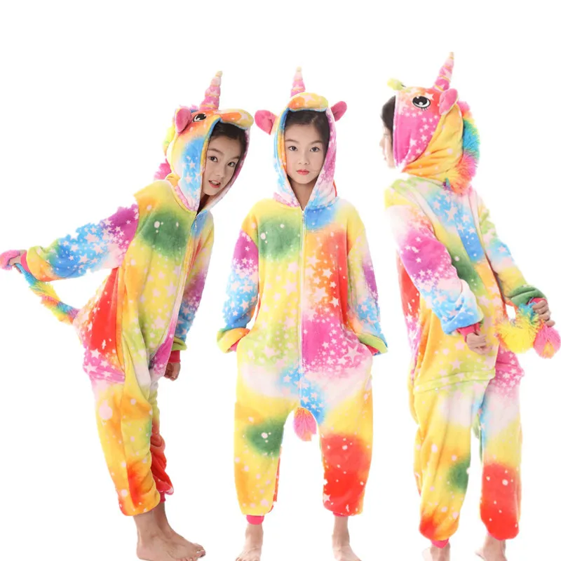 Женские пижамы кигуруми с единорогом для взрослых и детей; зимняя Пижама с животными; комбинезон; женская пижама для косплея; домашняя одежда