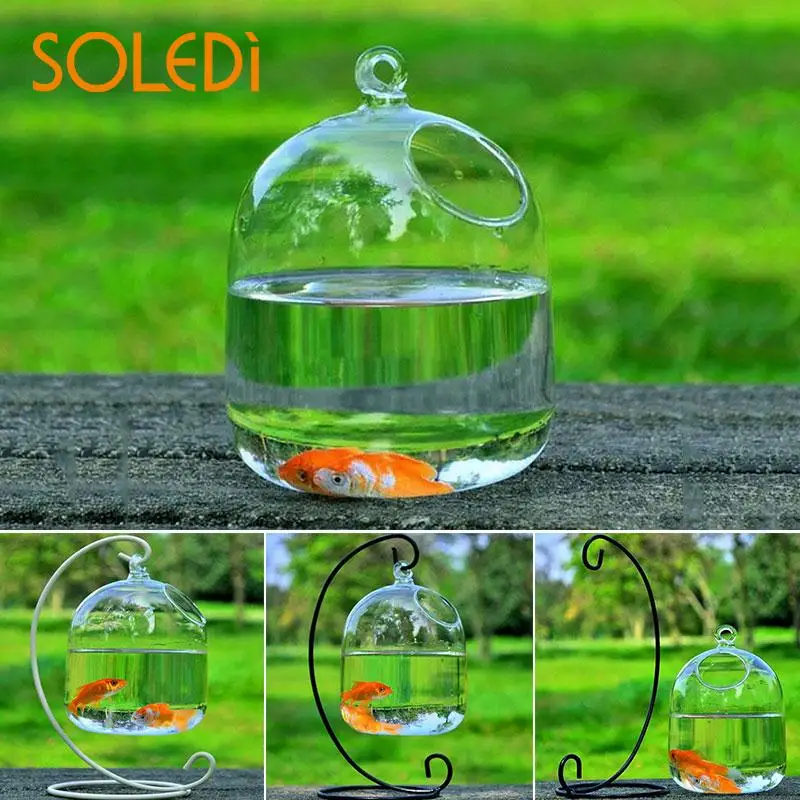 Креативная стеклянная ваза для аквариума, подвесная ваза для аквариума, украшение для аквариума, без полки
