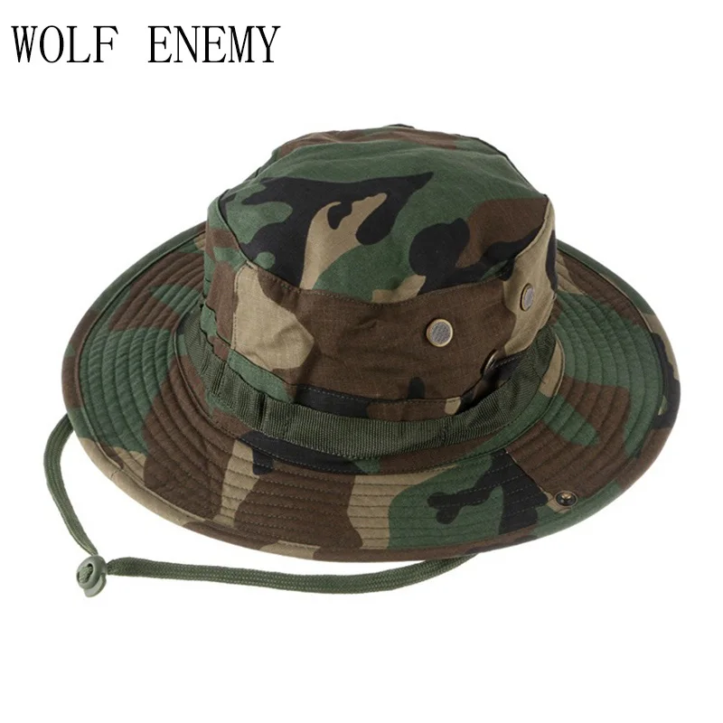 Высокое качество тактический страйкбол Снайпер камуфляж Boonie шапки для мужчин и женщин уличная бейсболка для горного туризма Военная охотничья Кепка - Цвет: Woodland Camo