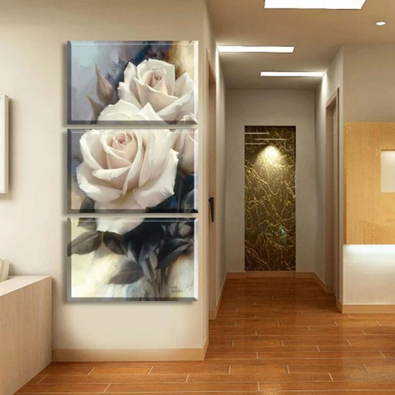 

Modular Canvas HD Printed Pictures Wall Art Framework 3 Pieces Luxury Rose Flowers Paintings For Living Room Home Decor Poster