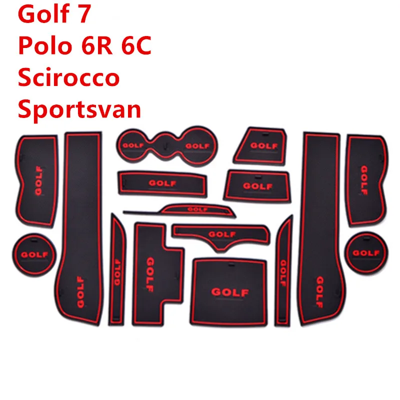 

Anti-Slip Rubber Gate Slot Cup Mat for VW Golf 7 MK7 Polo 6R 6C Scirocco Sportsvan SV Volkswagen Accessories Stickers 2015 2016