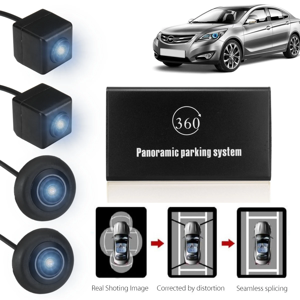 

KROAK Durable Quality 360 Degree Bird View Panoramic System 4 Camera Car DVR Recording Parking Rear View Cam