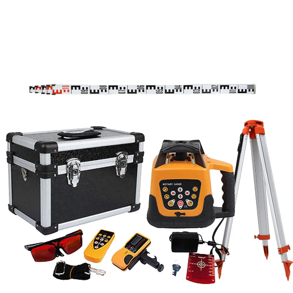 500m Automatic Self Levelling Rotating Red Laser Level Rotary Laser+ Tripod Staff