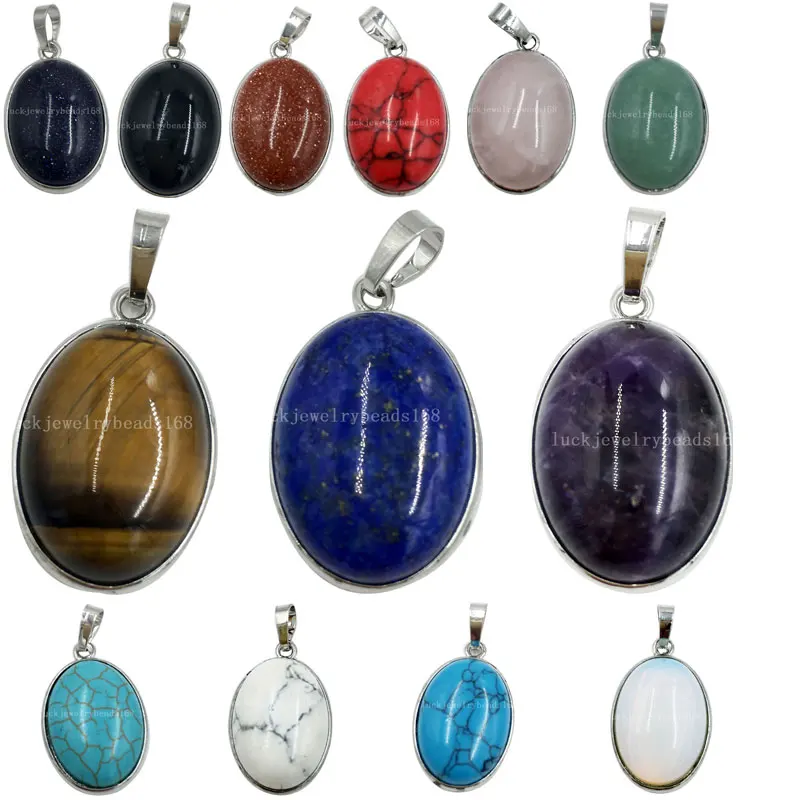 

Free Shipping Tiger's Eye Aventurine Lapis Lazuli Crystal Howlite Opal Blue Sand Goldstone Carnelian Pendant Bead 1pcs WFH445