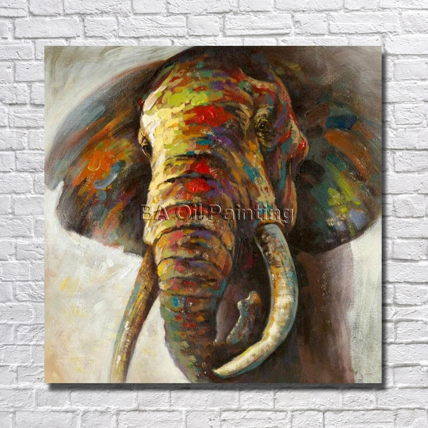 

Free Shipping Large Canvas Art Cheap 100% Hand painted Abstract Elephant Oil Painting Modern Living Room Wall Decor no Framed