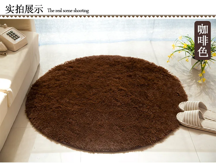Diam 80 см/100 см круглые плюшевые Нескользящие ковры для кухни впитывающие коврики для ванной комнаты мягкий коврик для йоги коврик для спальни - Цвет: Kafeise