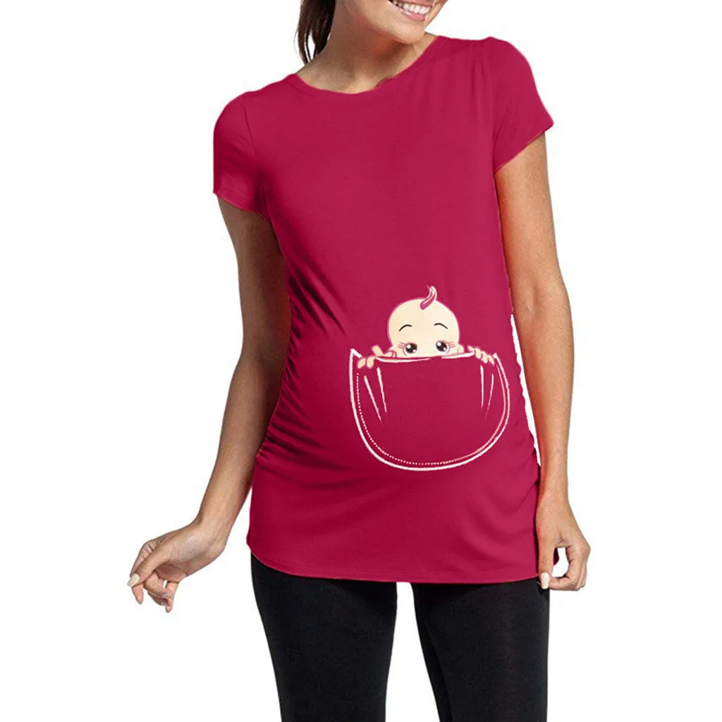 Vetement femme/ г. Женская одежда для беременных и матерей после родов футболка с карманом для малышей футболка одежда для беременных ropa mujer - Цвет: B