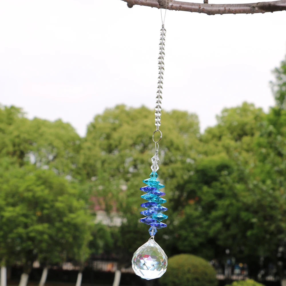 1PCS Chakra Crystal Sun Catchers Chandelier Crystals Ball Prism Pendant Rainbow Maker Hanging Cascade Suncatchers