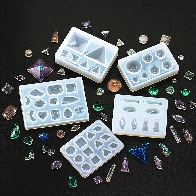 

5 styles Round heart square geometry stud earring Silicone Mold for jewelry pendant Resin Silicone Mould DIY epoxy resin mold