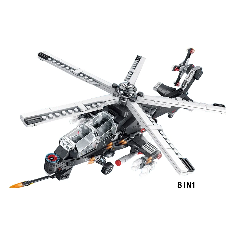 

City super police 8in1 armord helicopter batisbricks building block speedboat rocket Missile vehicle Submarine plane car diy toy