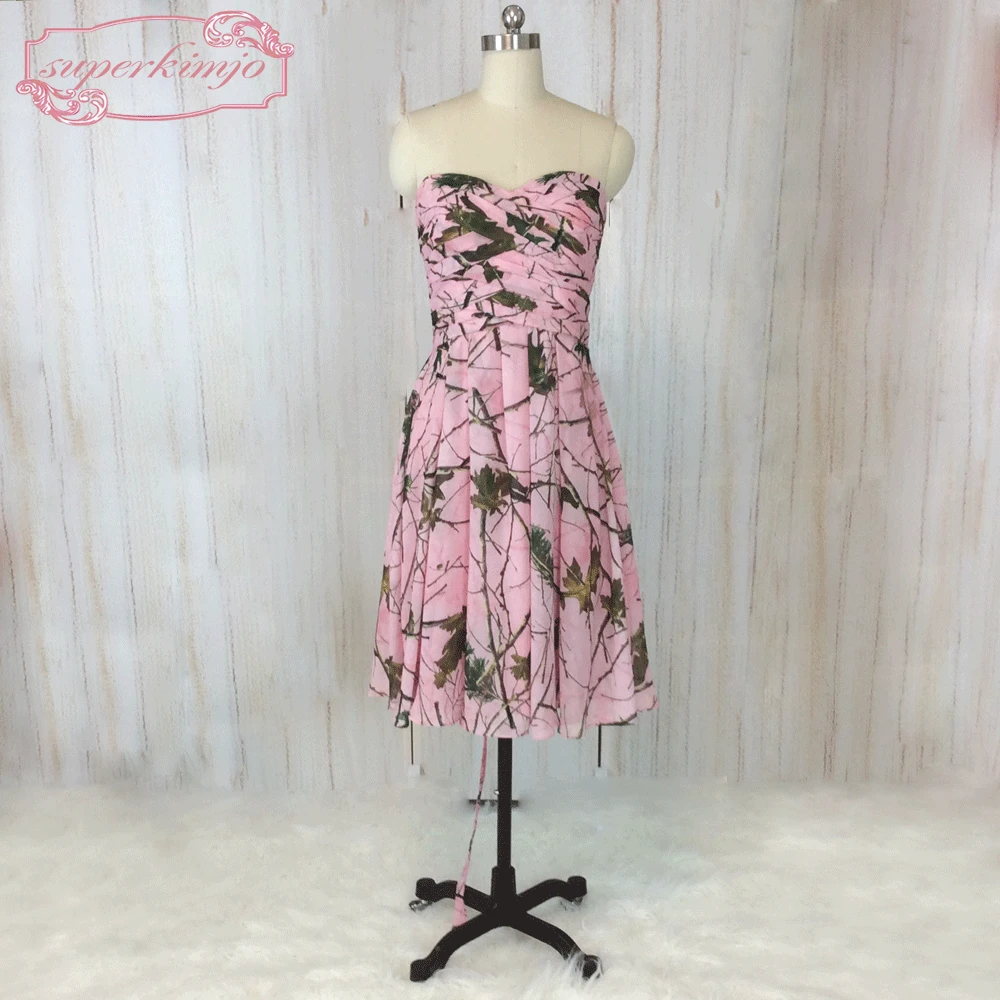 Superkimjo Chiffon Beach Wedding Bridesmaid Dresses Short Printed