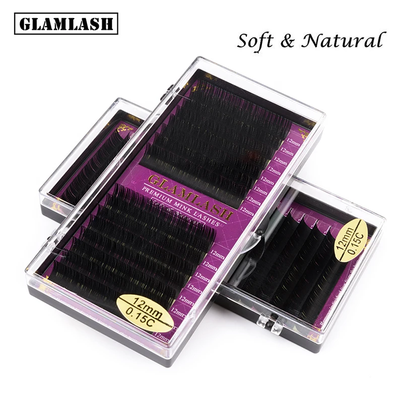 GLAMLASH 16 строк ручной работы корейские pbt ресницы для наращивания частная этикетка натуральные мягкие искусственные норковые ресницы для наращивания