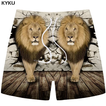 

KYKU Lion Shorts Men Wall Animal Casual Short Pants Beach Cargo 3d Printed Cool Vintage Mens Shorts New Summer Homme Fashion