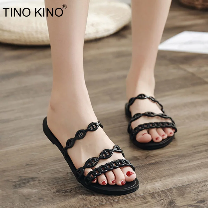 

TINO KINO Women Summer Gladiator Flat Slippers Beach Shoes 2019 New Ladies Slip On Fashion Comfort Outdoor Casual Footwear