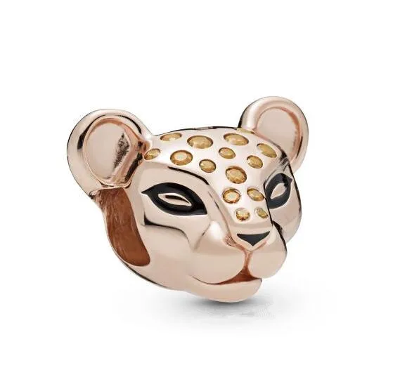 

Original 925 Sterling Silver Beads Rose Gold Lioness With Honey Coloured Stones Charm Fit Pandora Bracelet & Necklace Jewelry