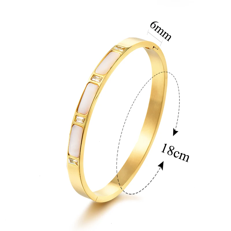 Baoyan классический геометрический для выхода в бар белый камень кубического циркония браслет для женщин золотые браслеты из нержавеющей стали Femme