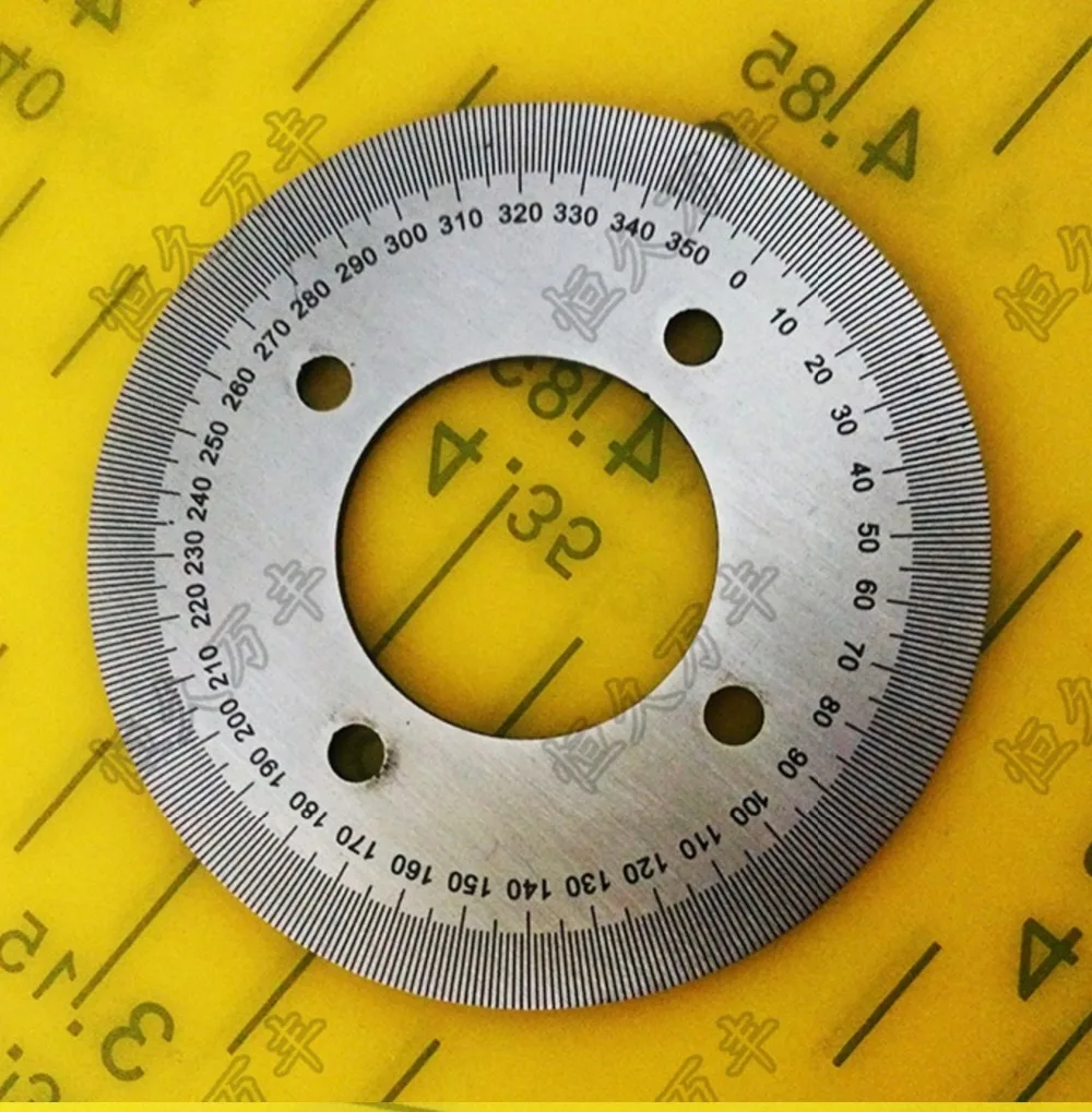 

Diameter:60mm inner hole:25mm thickness:2mm 360 degree Ultra small dial scale Stainless steel disc