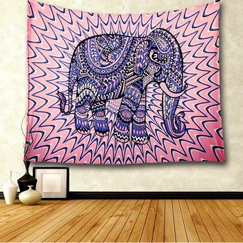 

Wall Hanging Indian Elephant Tapestry Colored Printed Decor Mandala Religious Boho Wall Carpet Bohemia Beach Blanket