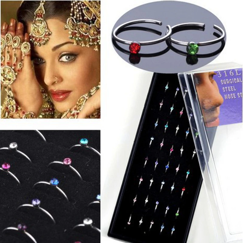Wholesale-40pcs-Body-Jewelry-Mix-Lots-Steel-Rhinestone-Nose-ring-nose-Studs-with-display-Free