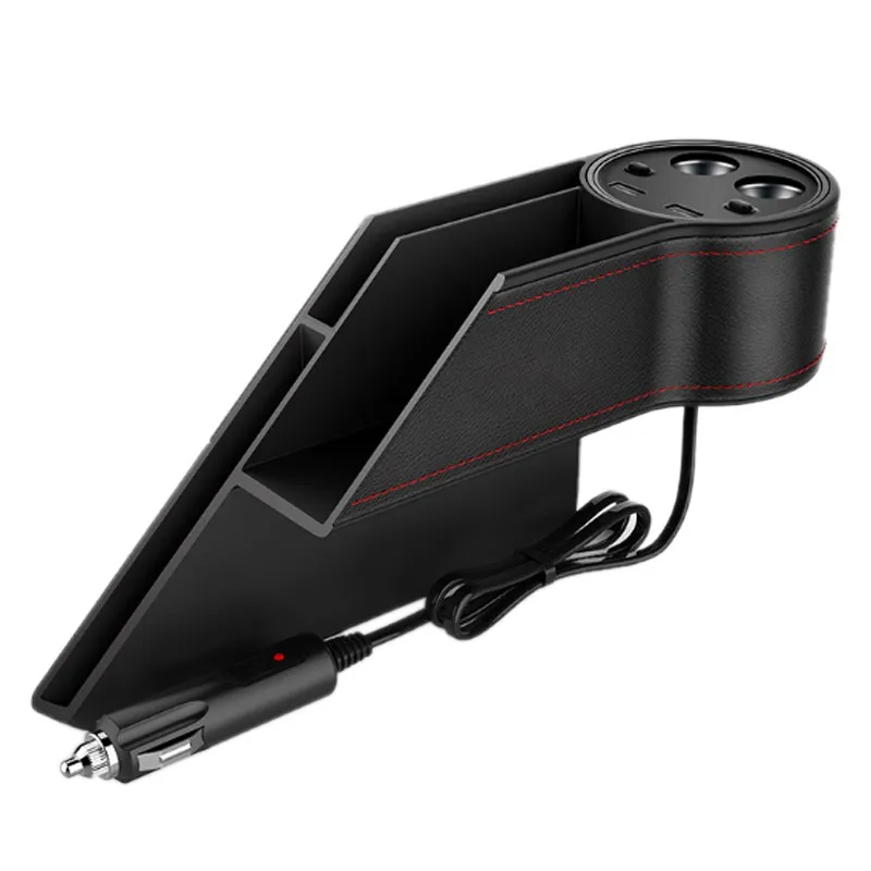 

YHYS Car Charger Cup Holder Seat Gap-Storage Box Cigarette Lighter Dual USB Charger Socket Connecter with LED Voltage Detection