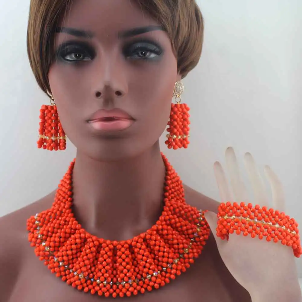 Romantic Purple Chunky Bib Women African Jewelry Sets Handmade Crystal