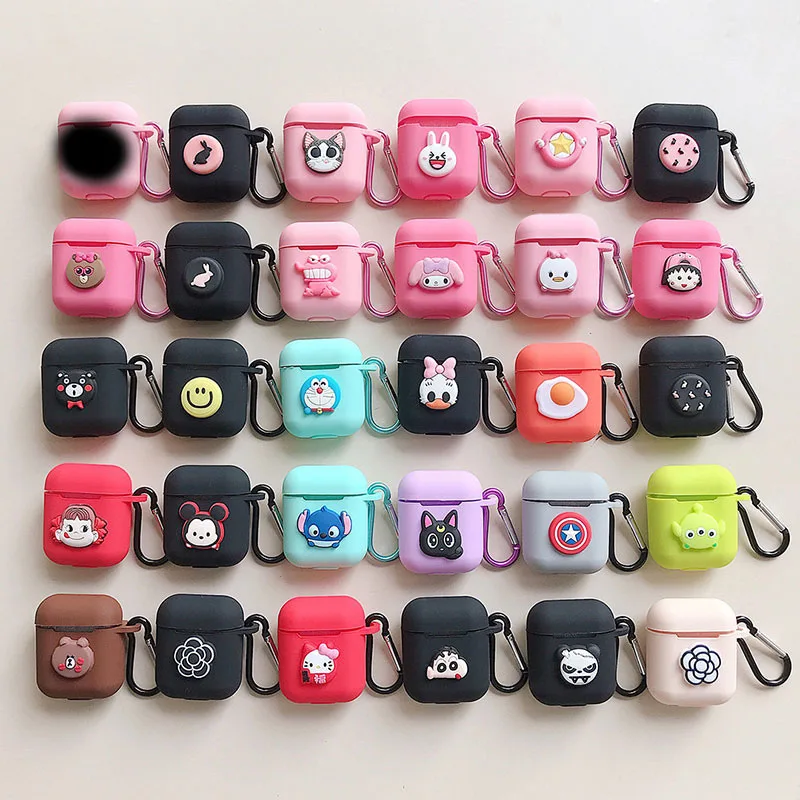 Cartoon cute Silicone Bluetooth Wireless Earphone Case for AirPods Protective Cover Apple Air Pods Charging Box |