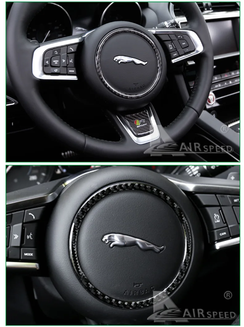 Carbon Fiber Car Steering Wheel Stickers Decals Emblem Decoration Accessories for Jaguar XFL F-PACE XE XEL Car Styling (5)