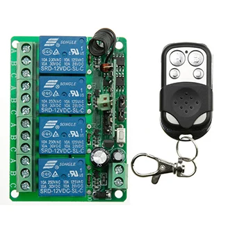 

NEW DC12V 4CH 10A Radio Controller RF Wireless Push Remote Control Switch 315 MHZ 433 MHZ teleswitch Transmitter + Receiver