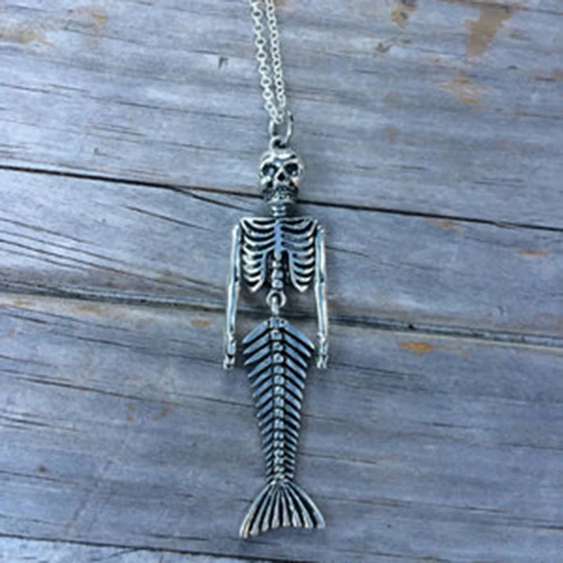 

1 Pcs Vintage Mermaid Body Skull Skeleton Shaped Pendants Antique Holloween Necklaces & Pendants For Jewelry Making DIY Charms