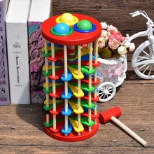 Wooden children's toys knock ball ladder Kids hands-on Grownups Decompression Desktop game Baby wood Knock toy ball our balls knock knock hello love flipbook