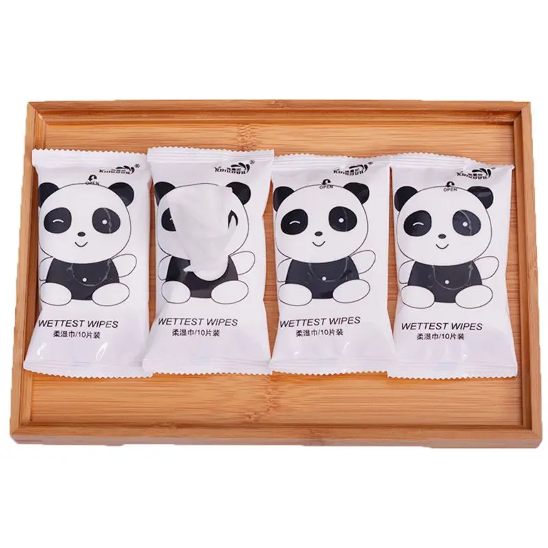10 шт./пакет креативные милые Мультяшные панды печатные флип-топ влажные салфетки для удаления ребенка взрослых одноразовая Очищающая