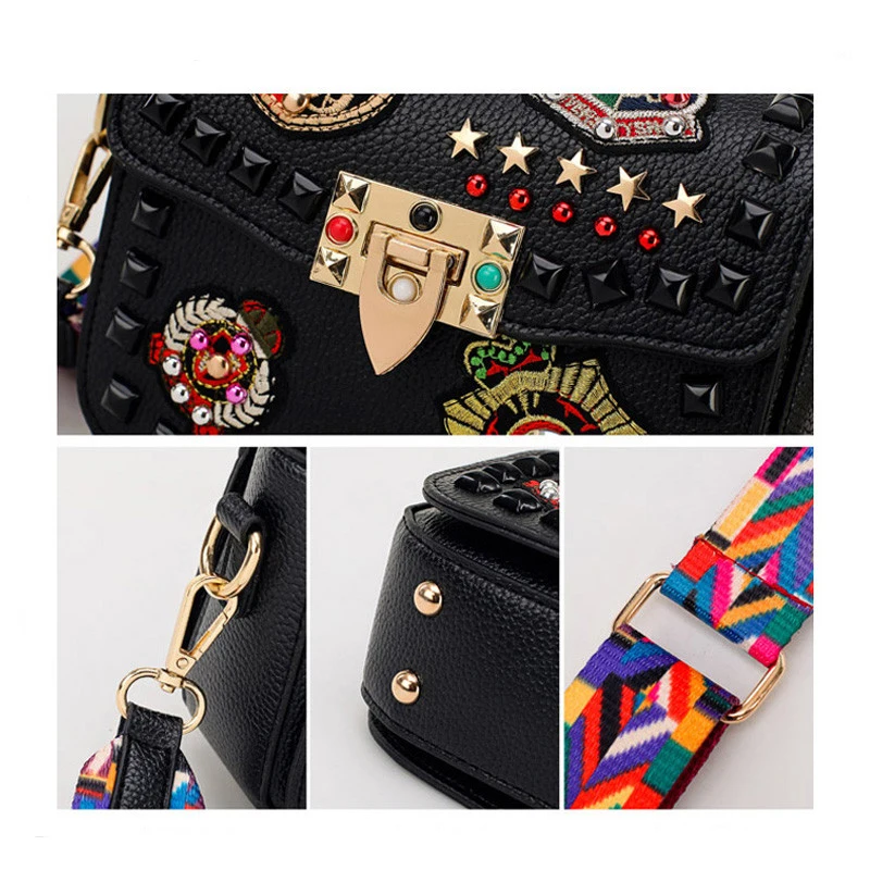 Женская сумка через плечо Wobag стильная с заклепками в стиле хип хоп модная