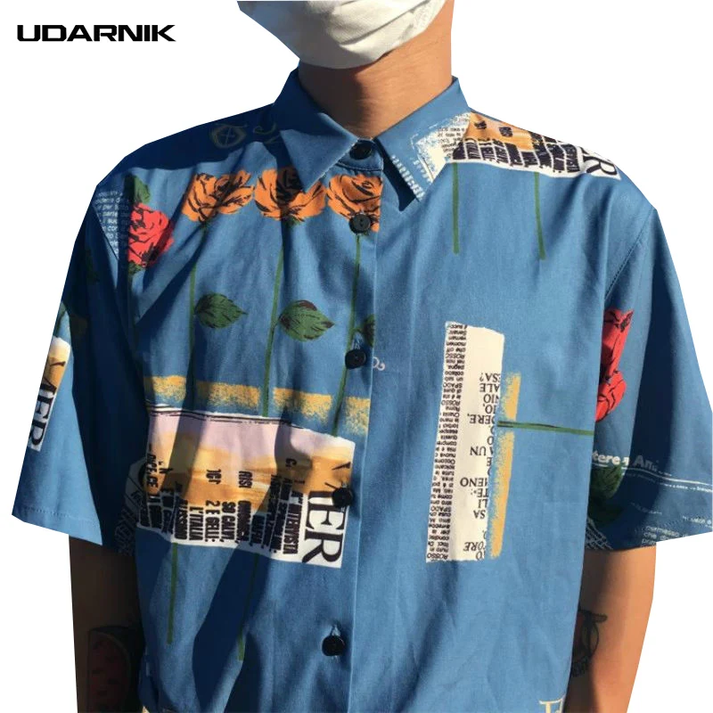 Mens Retro Hawaii Collar Shirts Summer Beach Holiday Vintage Button T Shirt Tops