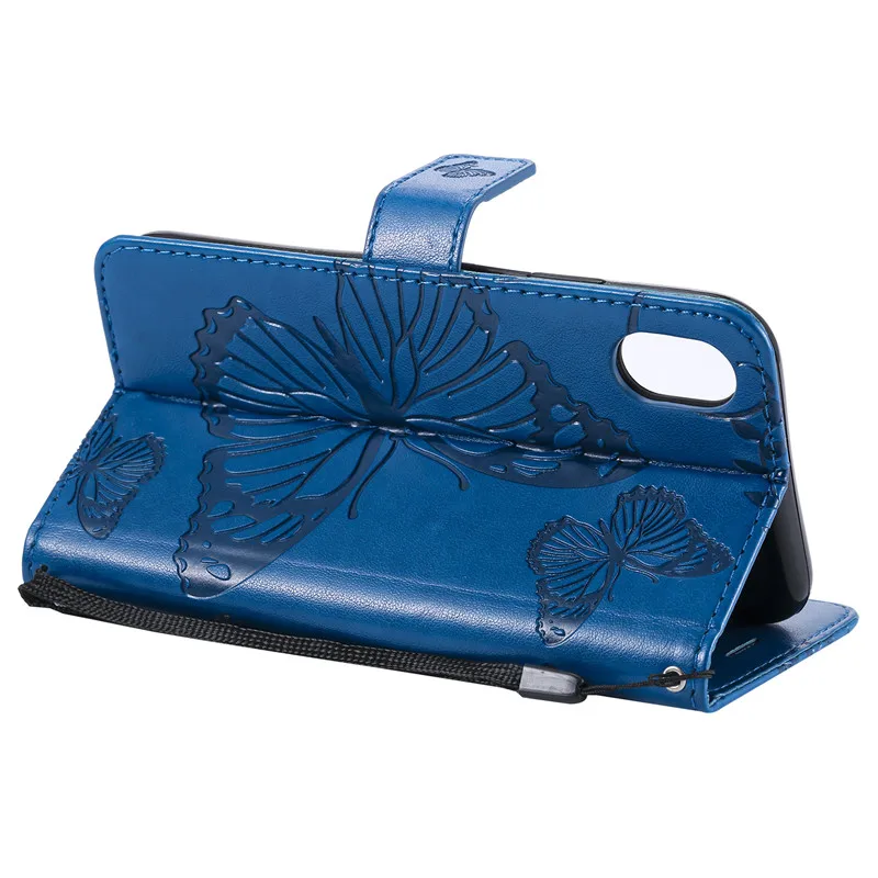 Flip Leather Case sFor Fundas iPhone 9 case 3D butterfly Embossed PU Cover For iPhone XR 6.1inch Wallet Cover Stand Phone Cases (13)