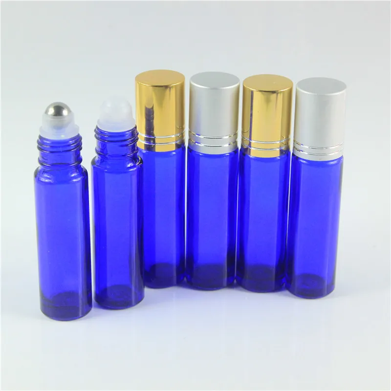 Free Shipping 12pcs/lot 10ml Blue Glass Bead Perfume Bottles Rollon Fragrance Empty Essential Oil In Refillable | Красота и здоровье