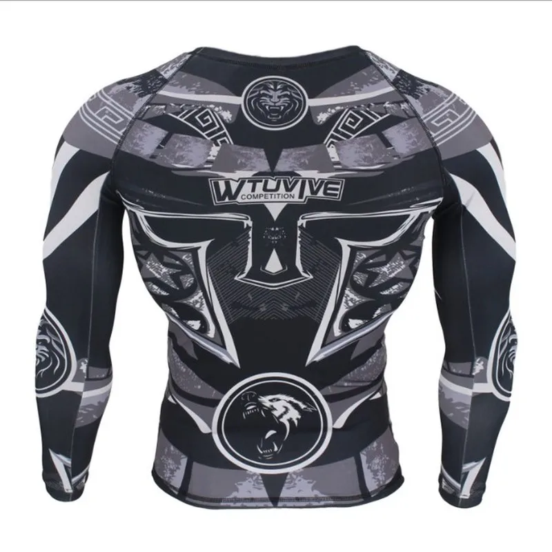 Bjj GI Рашгард MMA боксерские майки мужские дышащие 3D печать полный наборы футболок